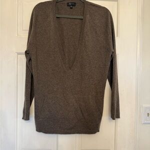 Deep V-Neck Brown cashmere Sweater